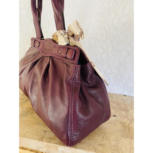 COACH Mia/garnet plum Pleated Leather Carryall Shoulder Bag 13914 - Picture 6 of 11